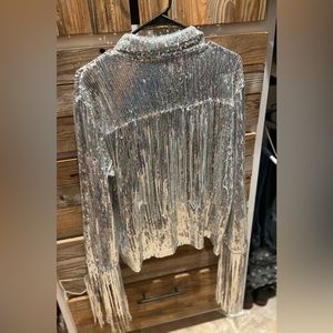 Silver Sequin Fringe Jacket/Shacket